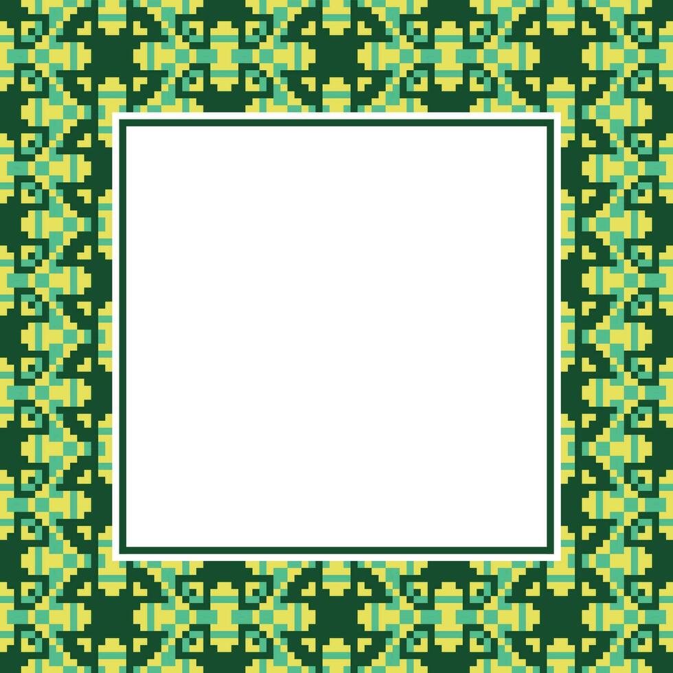 een plein kader met een groen en geel patroon vector