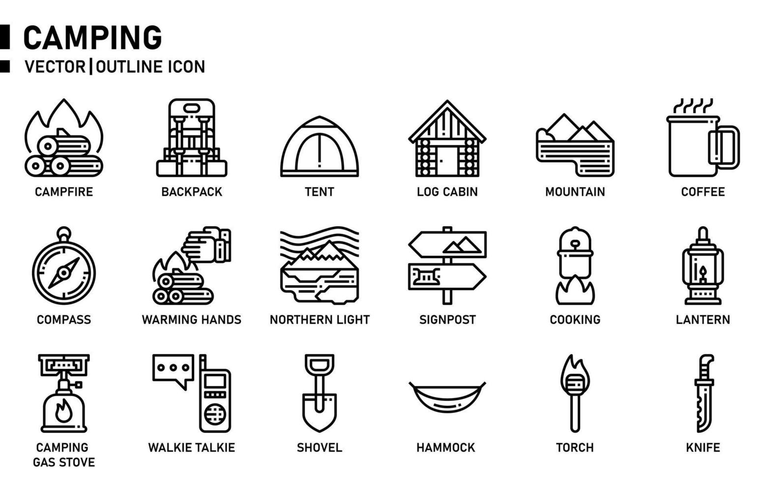 pictogram camping overzicht vector