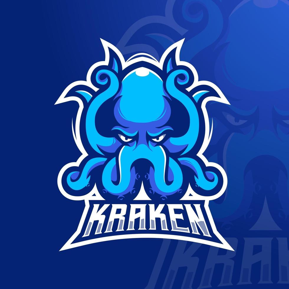 kraken gedetailleerde esports gaming logo sjabloon vector