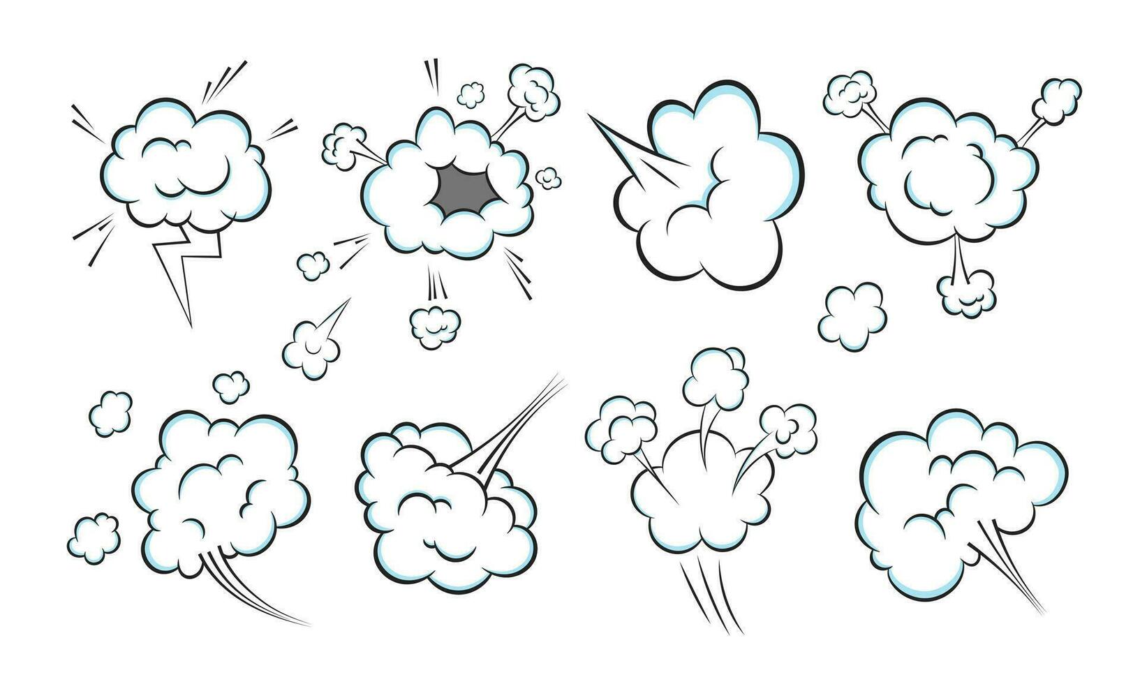 ruikende popart stripboek cartoon fart cloud vlakke stijl vector illustratie ontwerpset.