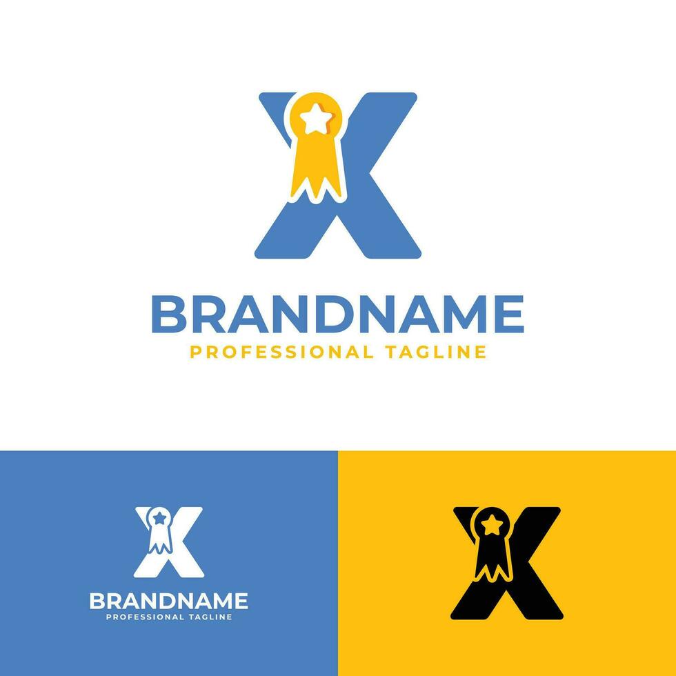 brief X medaillon logo, geschikt voor bedrijf verwant naar medaille, zege, champ met X voorletter. vector