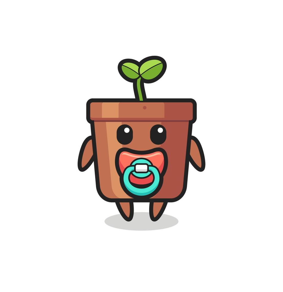 baby plant pot stripfiguur met fopspeen vector