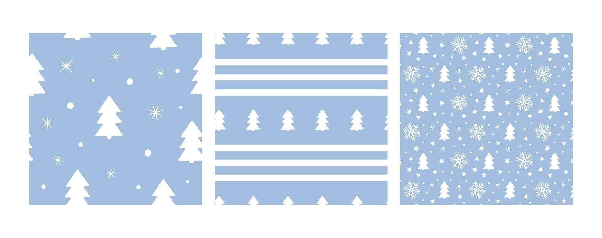 schattig Kerstmis vector naadloos patroon met sneeuwvlokken, Kerstmis bomen. nieuw jaar patronen voor afdrukken, geschenk papier, decor, Kerstmis kaart, banier of poster.