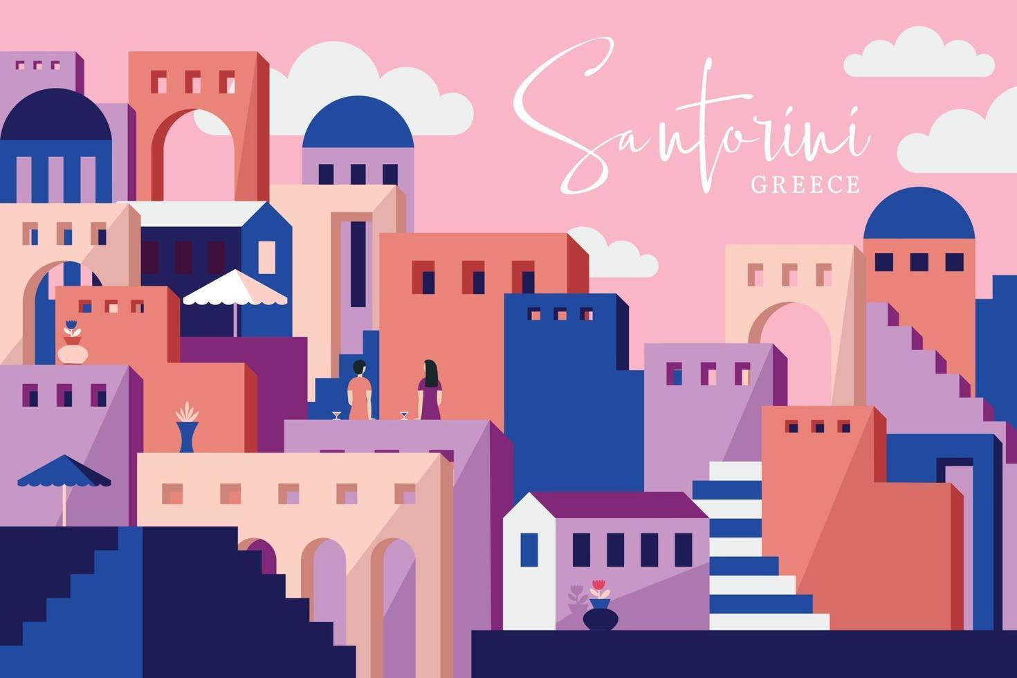 vectorillustratie van santorini griekenland, plat ontwerpconcept vector