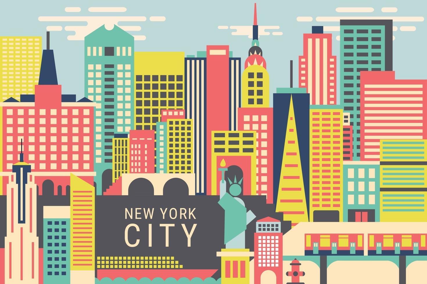 vectorillustratie de stad new york, plat ontwerpconcept vector