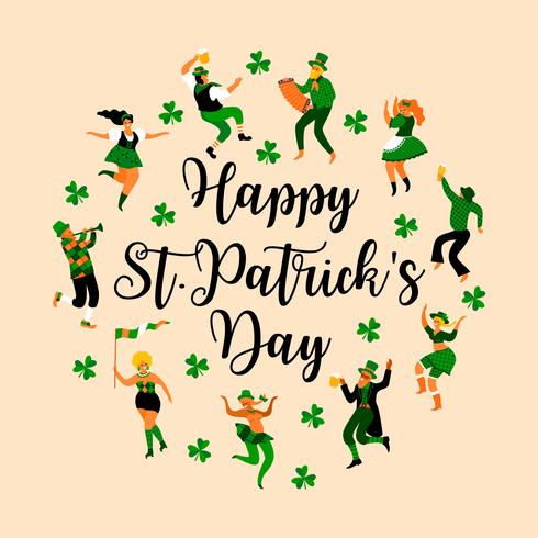 Saint Patricks Day. Vectorillustratie met grappige mensen vector