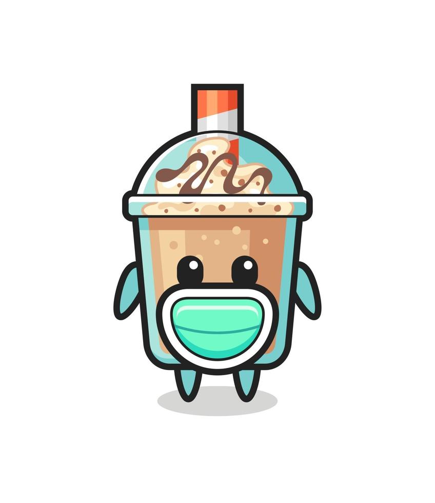 schattige milkshake-cartoon met een masker vector