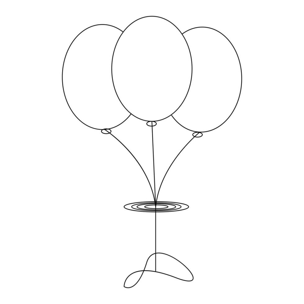 ballon decoratie doorlopend single lijn schets vector kunst tekening en illustratie