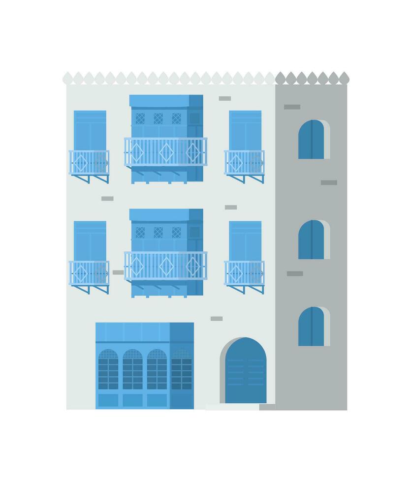 authentiek traditioneel Arabisch huis vector illustratie geïsoleerd Aan wit. oude gebouw van jedda.