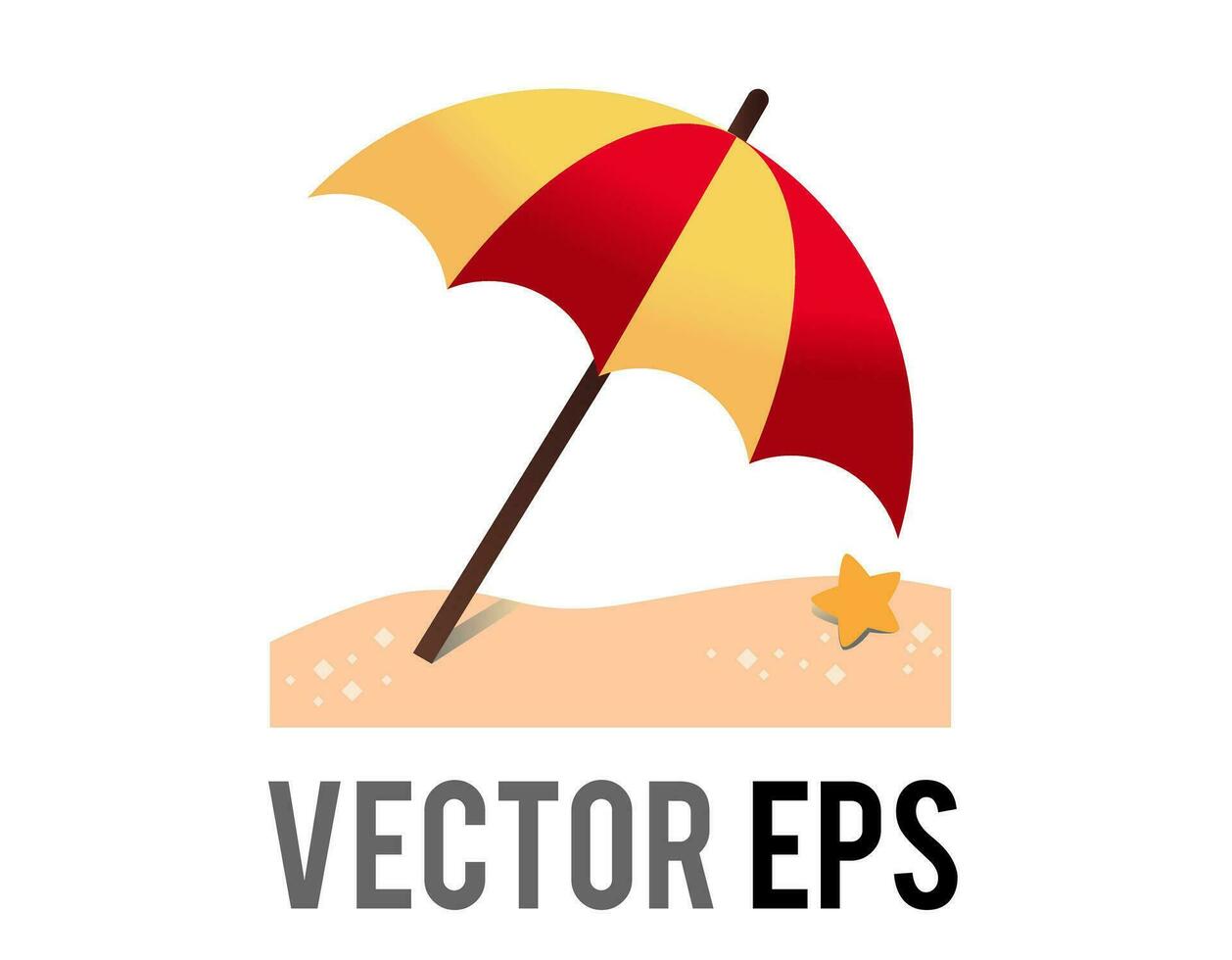 vector oranje, rood gestreept geopend strand paraplu Aan grond icoon