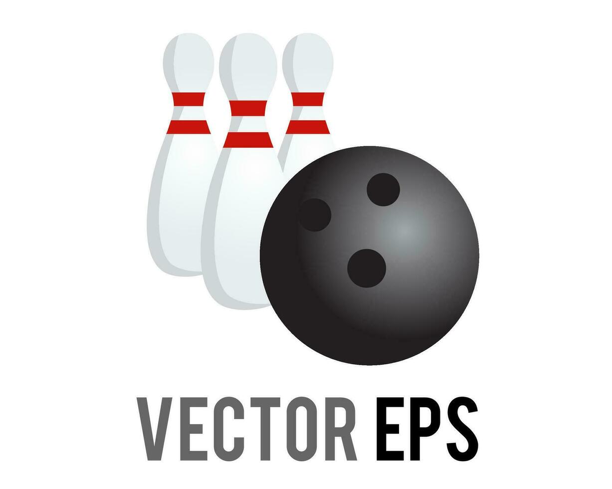 vector drie wit bowling pinnen en bal icoon