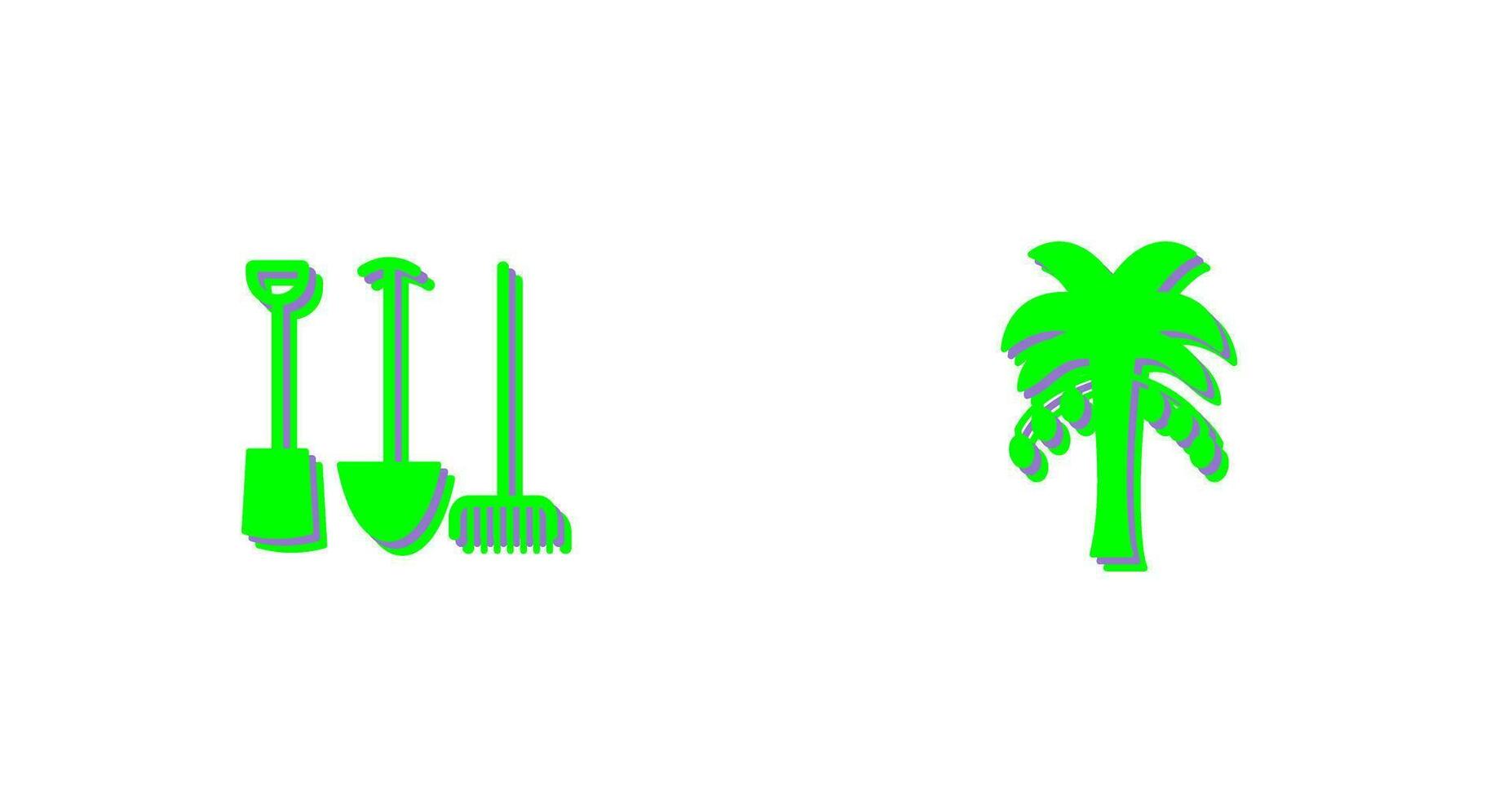 tuinieren gereedschap en palm boom icoon vector