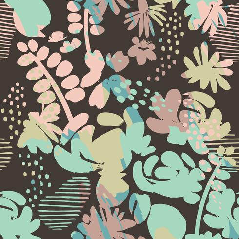 Abstract floral naadloze patroon met trendy hand getrokken texturen. vector