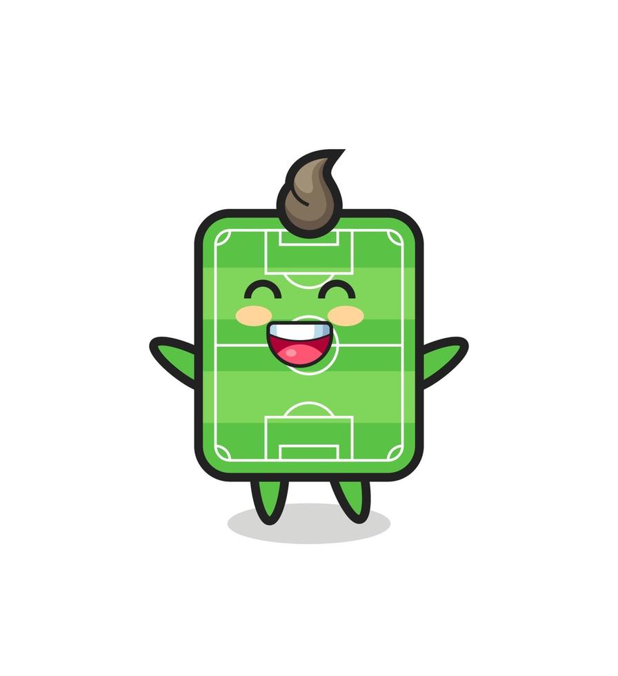 happy baby voetbalveld stripfiguur vector