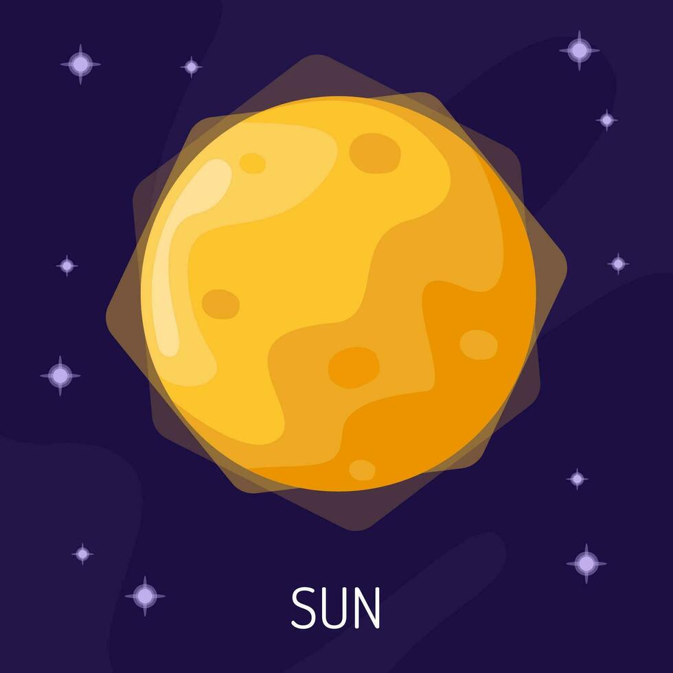 helder ster zon in ruimte tussen de sterren vector illustratie van buitenste ruimte met de zon.