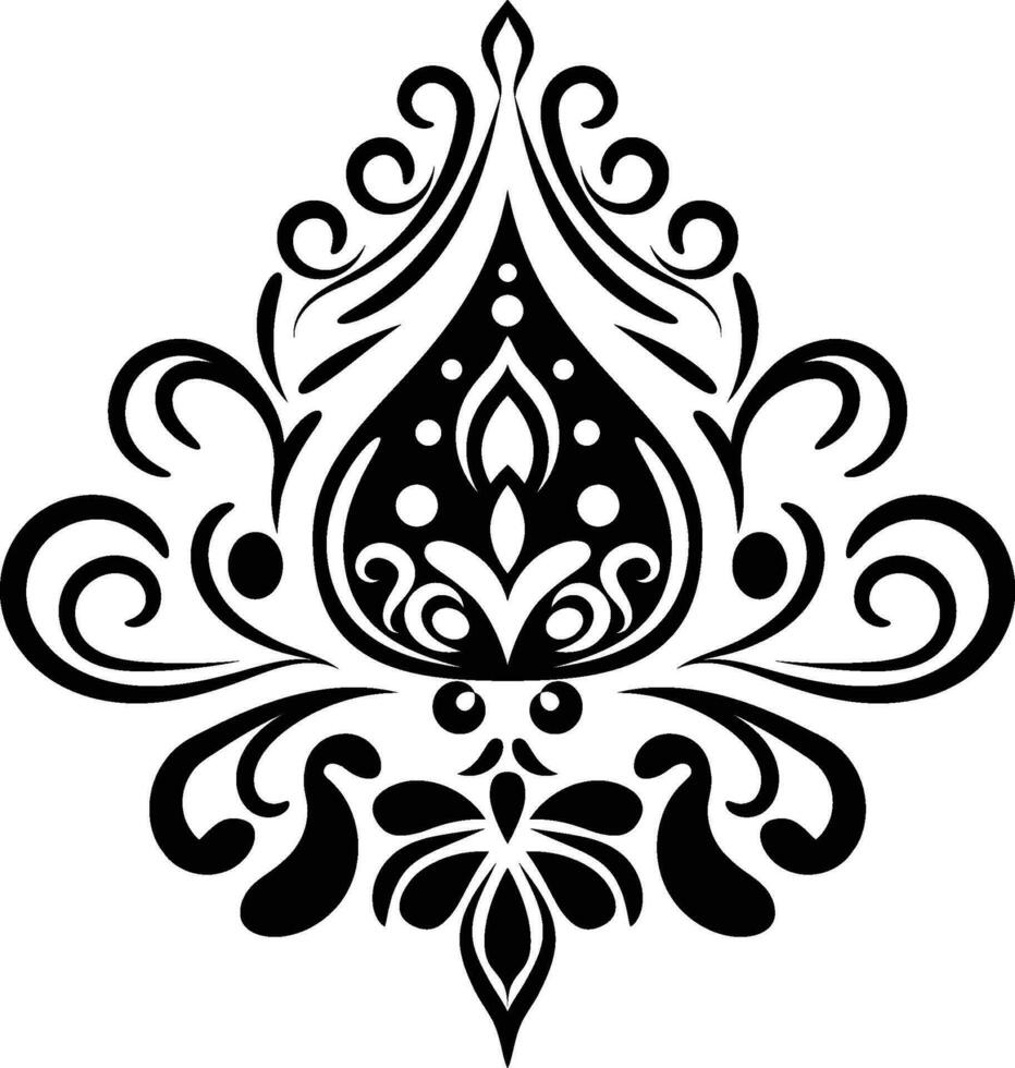 wijnoogst damast barok ornament met bloemen retro antiek stijl. geïsoleerd element voor bruiloft decoratie. vector