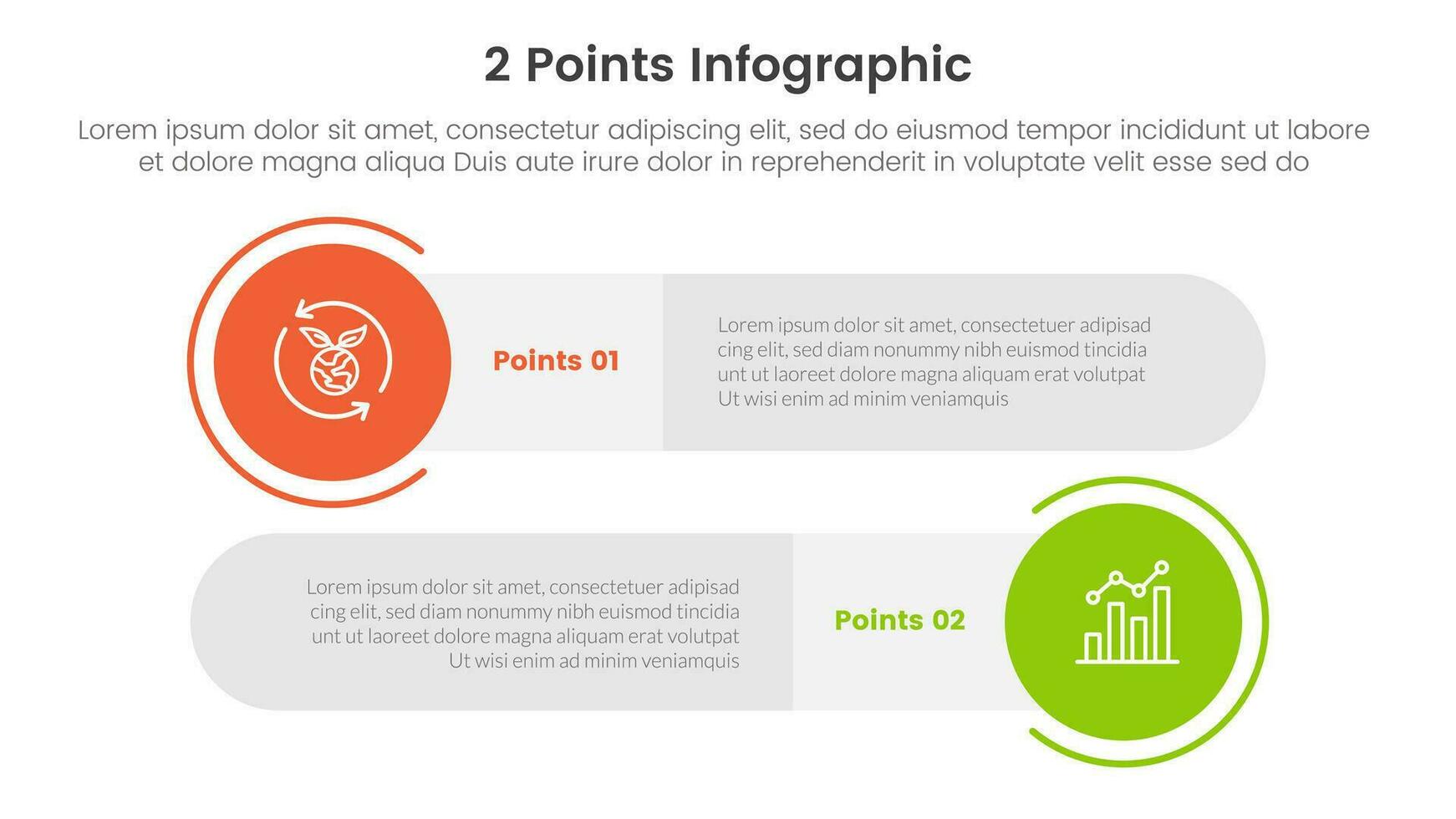 versus of vergelijken en vergelijking concept voor infographic sjabloon banier met groot cirkel en lang rechthoek ronde vorm met twee punt lijst informatie vector