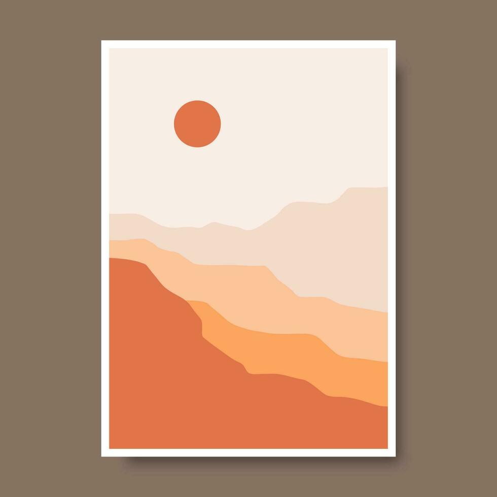 posters met berg landschap concept en pastel kleuren. fabriek bladeren, Super goed ontwerp voor sociaal media, afdrukken, muur decoratie. vector illustratie