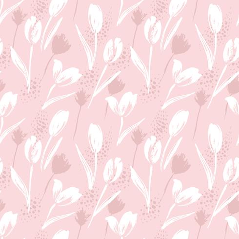 Abstract floral naadloze patroon tulpen. Trendy hand getrokken texturen vector
