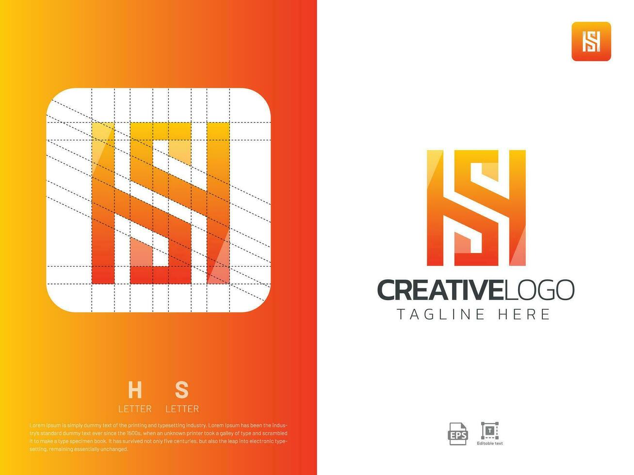 brief hs monogram eerste logo, geometrisch, modern, verloop, rooster logo vector