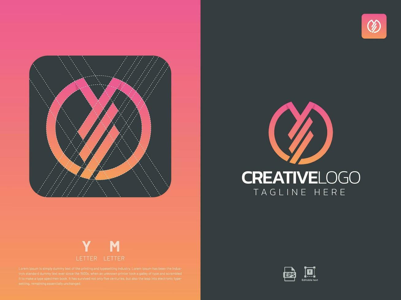 brief ym monogram eerste logo, geometrisch, modern, verloop, rooster logo vector