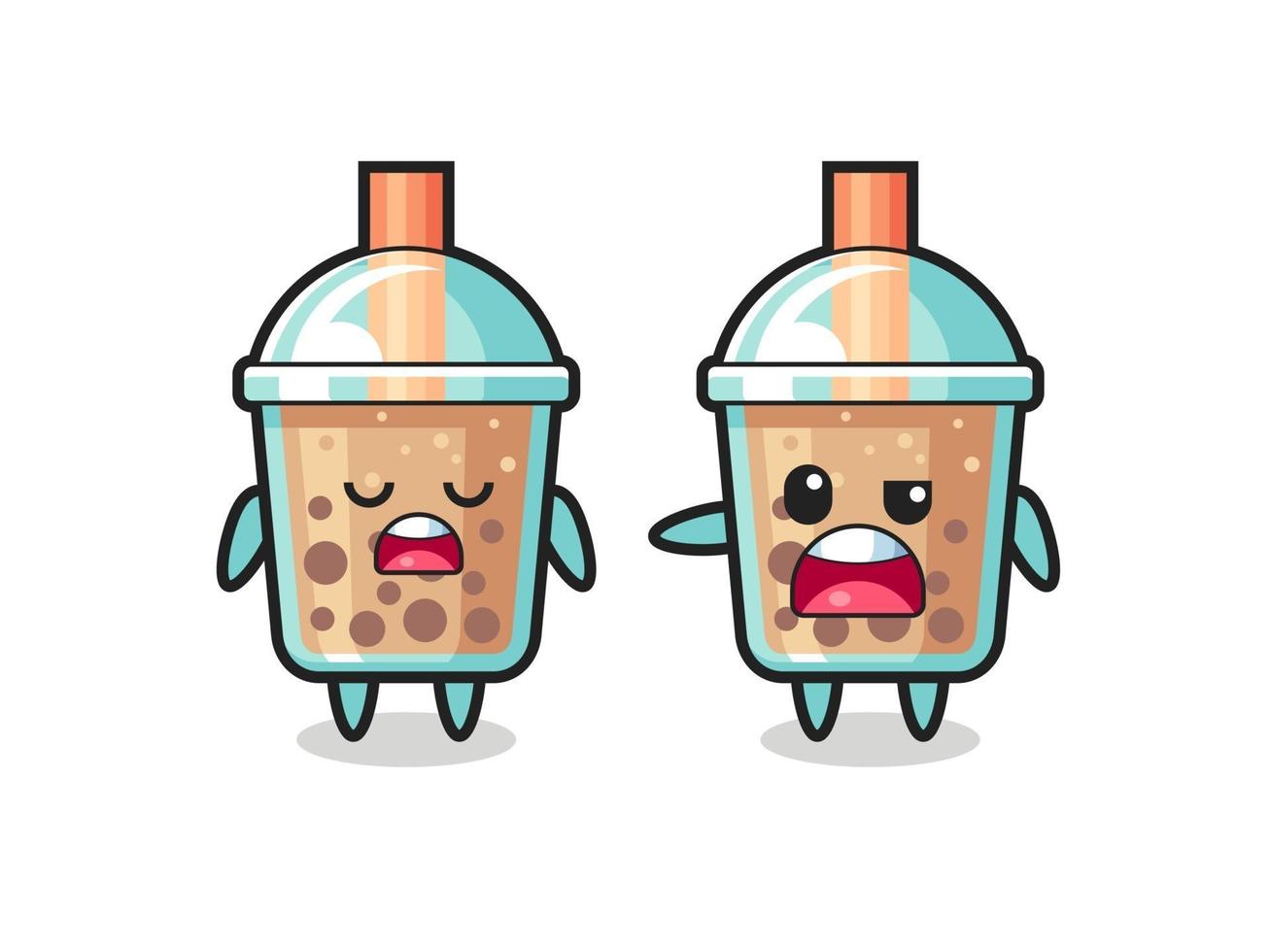 illustratie van de ruzie tussen twee schattige bubble tea-personages vector