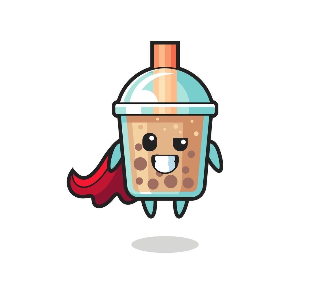 het schattige bubble tea-personage als een vliegende superheld vector