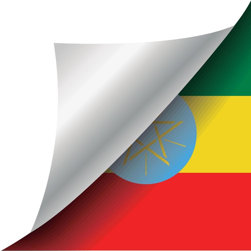 vlag van ethiopië met gekrulde hoek vector