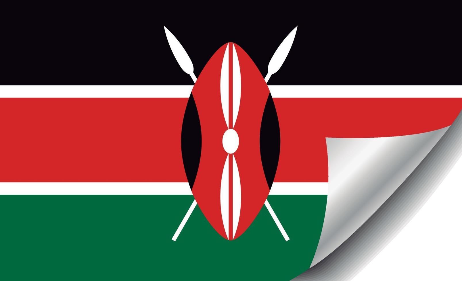 vlag van kenia met gekrulde hoek vector