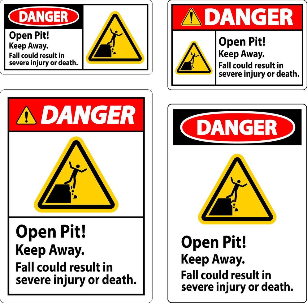 Gevaar teken Open pit houden weg vallen kon resultaat in erge, ernstige letsel of dood vector