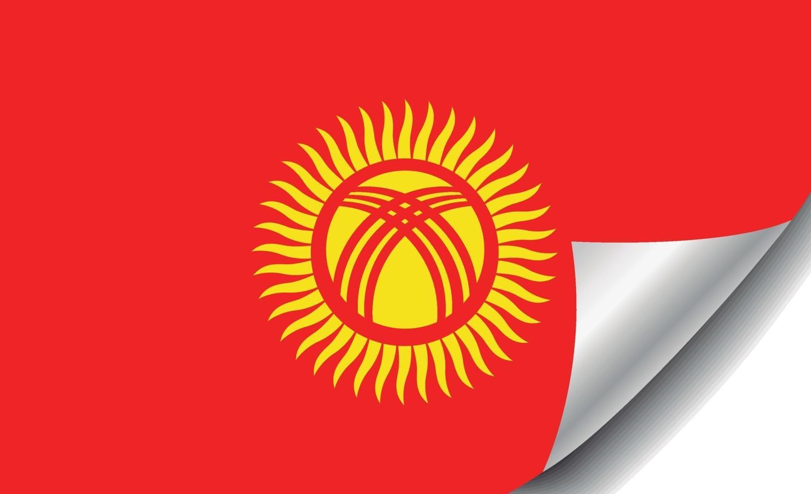 Kirgizische vlag met gekrulde hoek vector