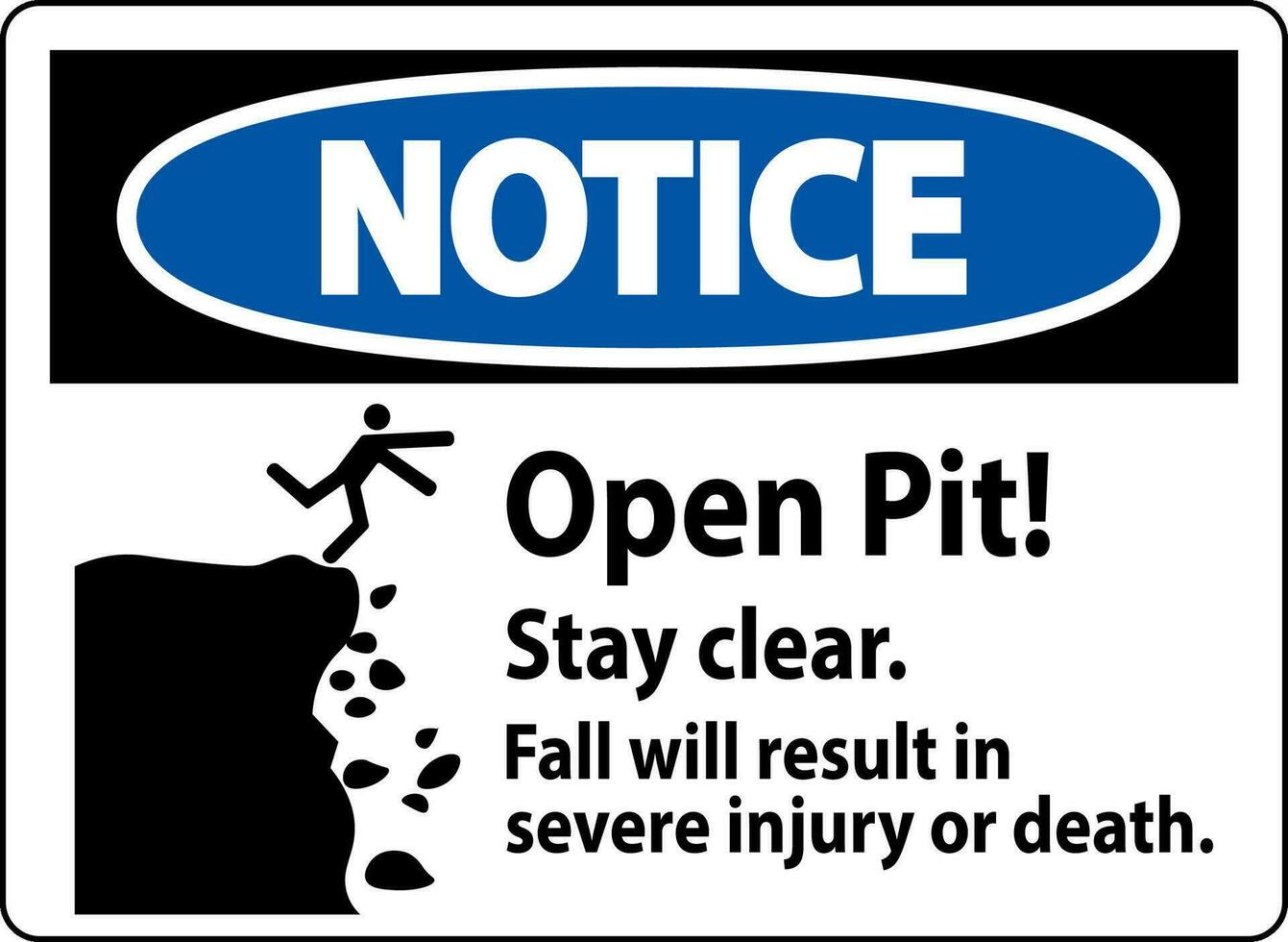 merk op teken Open pit blijven Doorzichtig vallen zullen resultaat in erge, ernstige letsel of dood vector