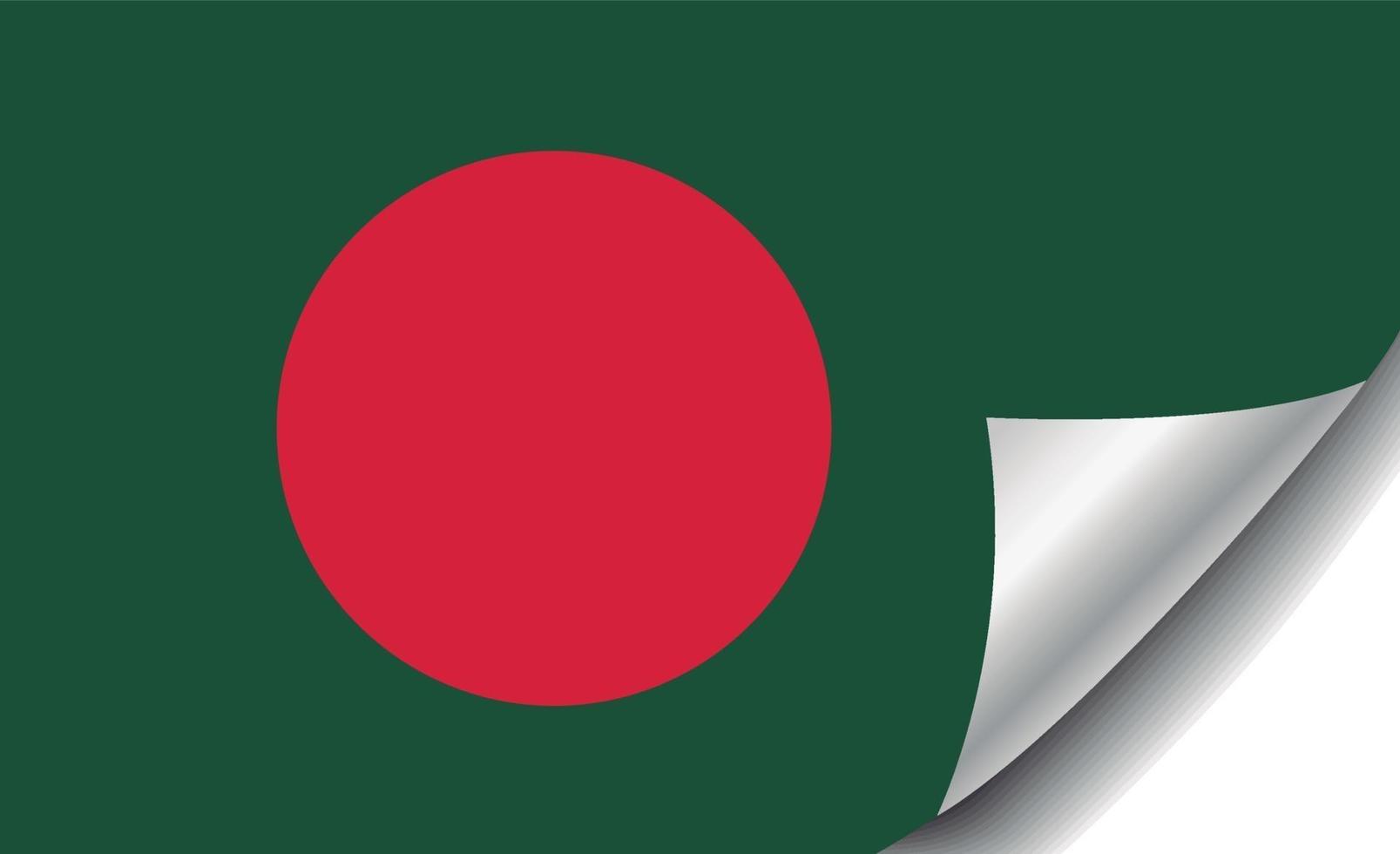 vlag van Bangladesh met gekrulde hoek vector