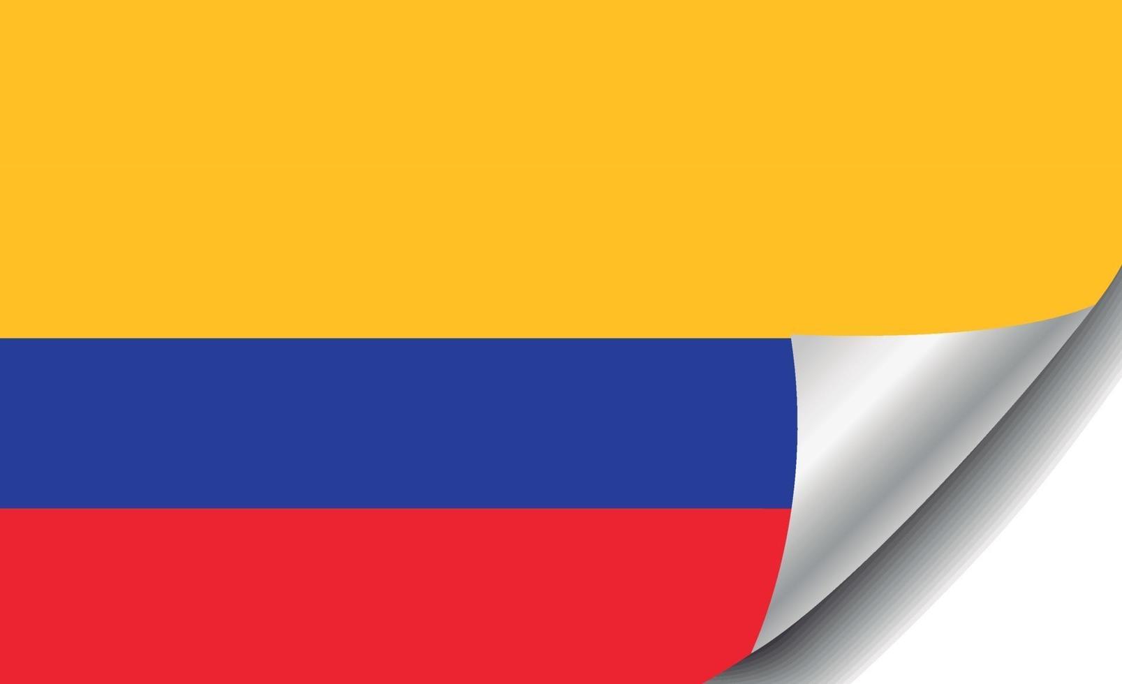 vlag van colombia met gekrulde hoek vector