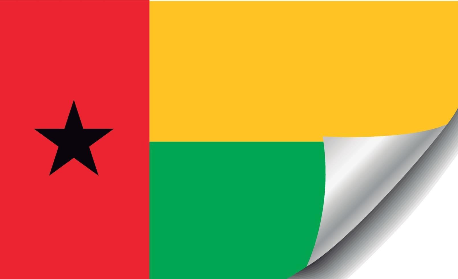 vlag van guinea bissau met gekrulde hoek vector