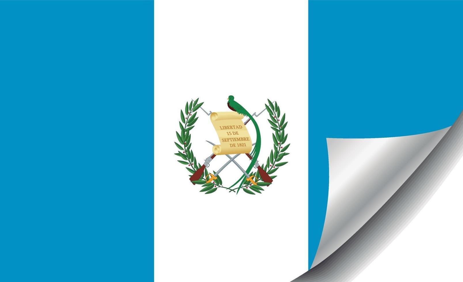 vlag van guatemala met gekrulde hoek vector