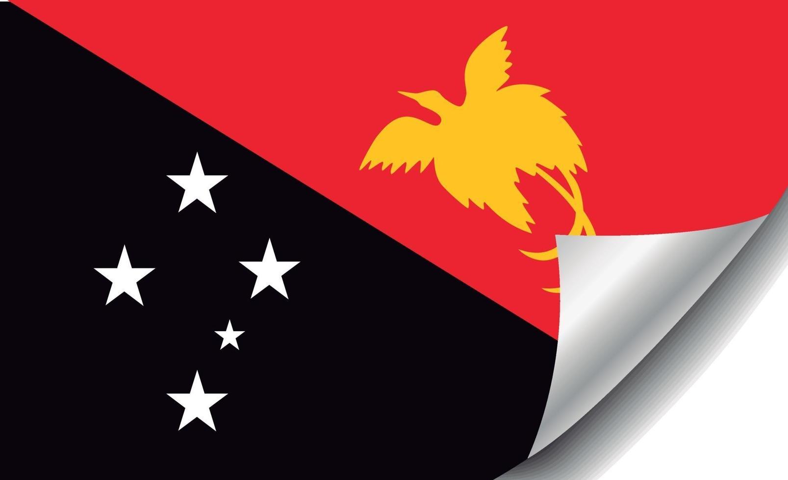 vlag van papoea-nieuw-guinea met gekrulde hoek vector