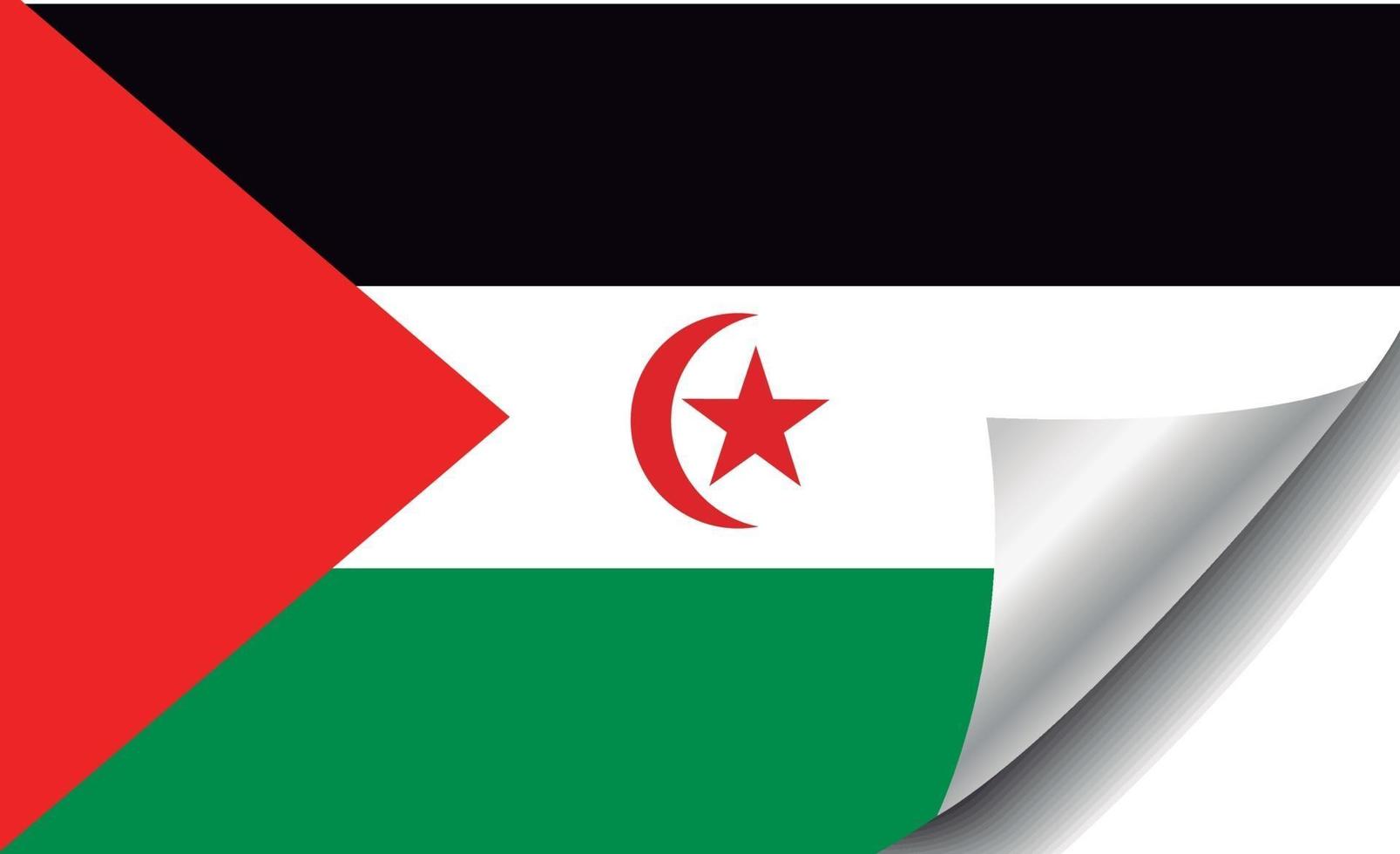 vlag van de westelijke sahara met gekrulde hoek vector