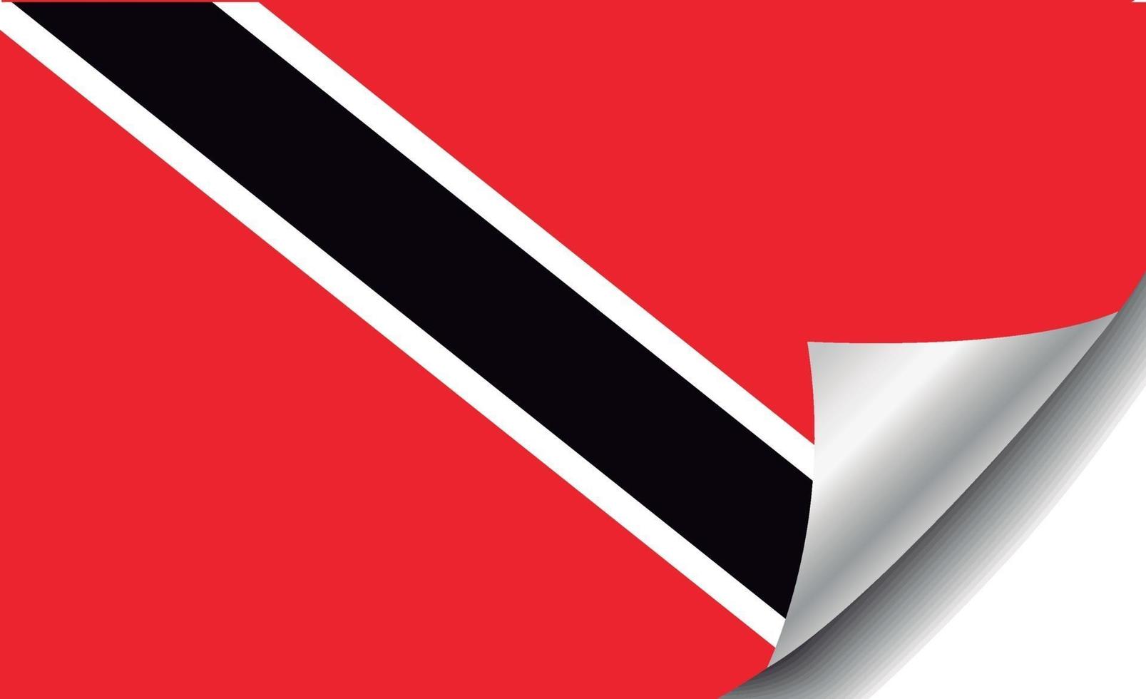 vlag van trinidad en tobago met gekrulde hoek vector