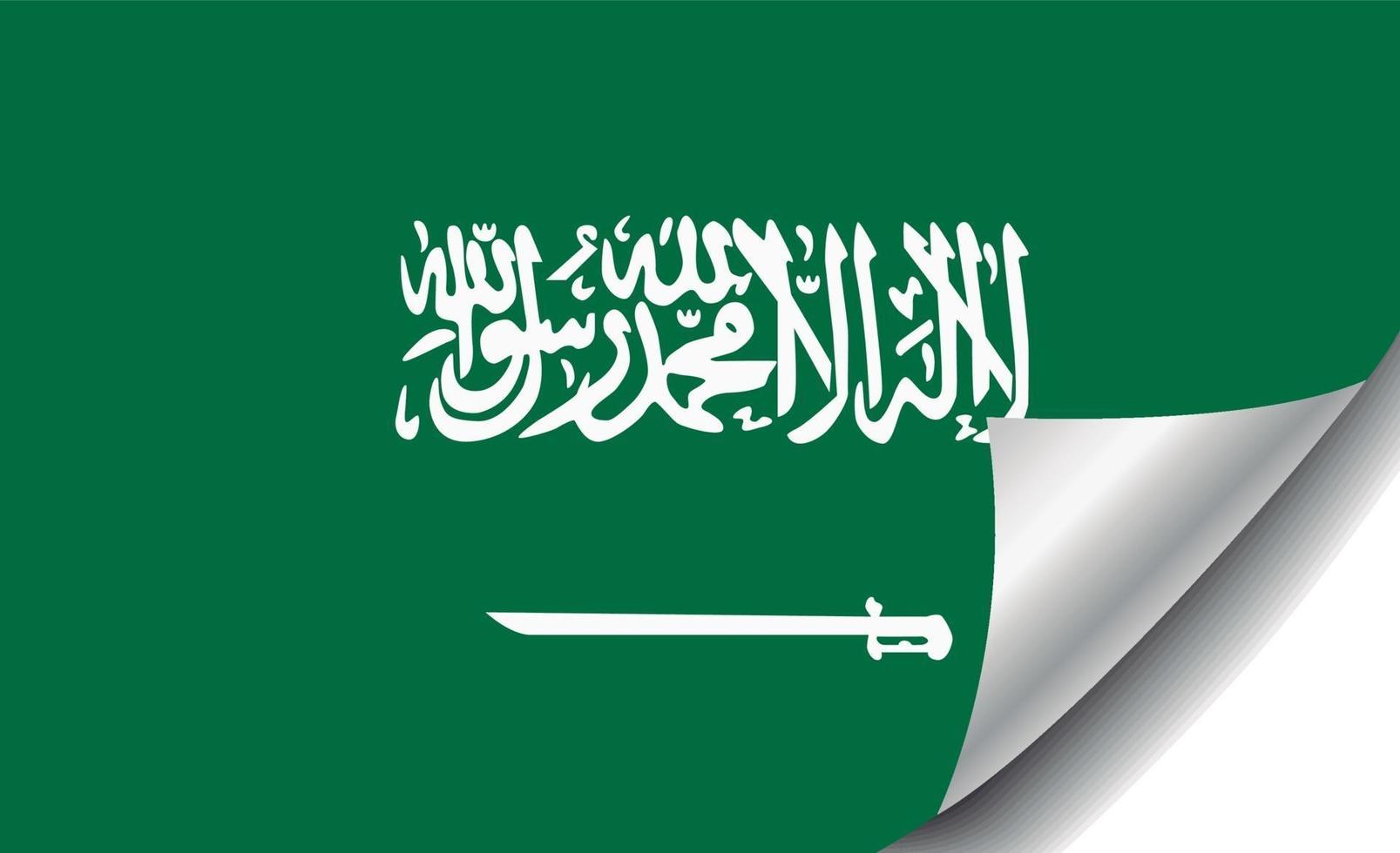 vlag van saoedi-arabië met gekrulde hoek vector