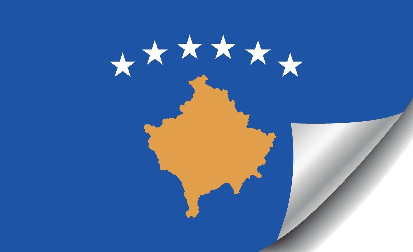 vlag van kosovo met gekrulde hoek vector