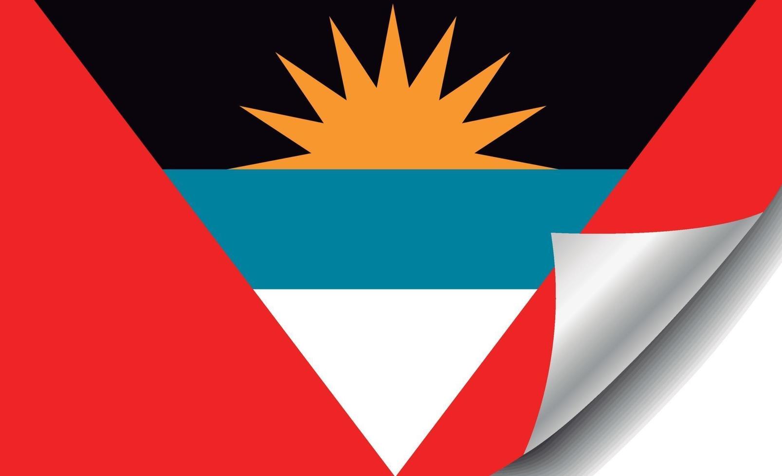 vlag van antigua en barbuda met gekrulde hoek vector