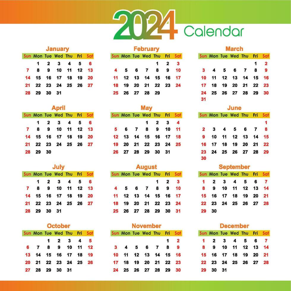 2024 kalender ontwerp sjabloon, modern creatief professioneel jaar- kalender 2024 vector