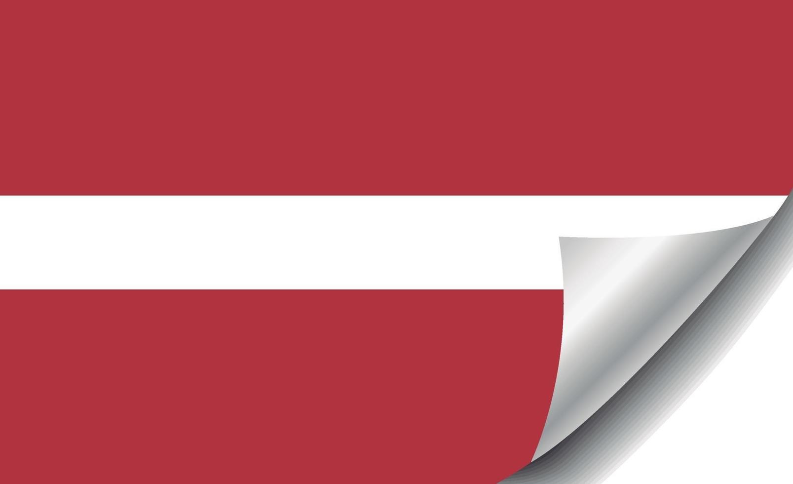 vlag van letland met gekrulde hoek vector