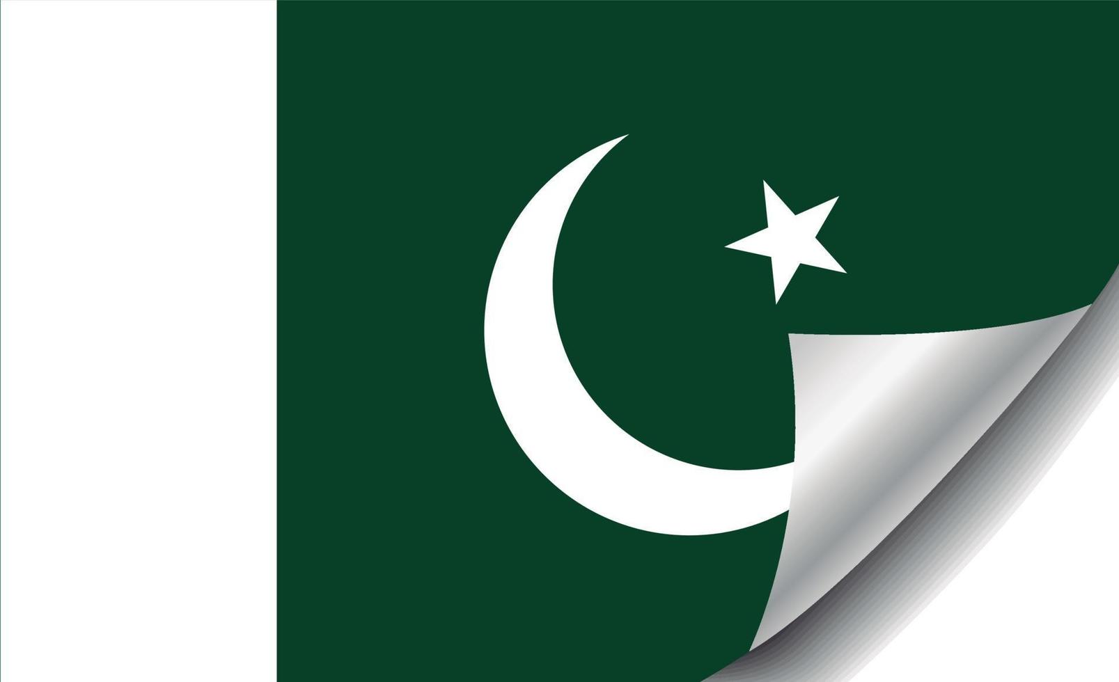 vlag van pakistan met gekrulde hoek vector