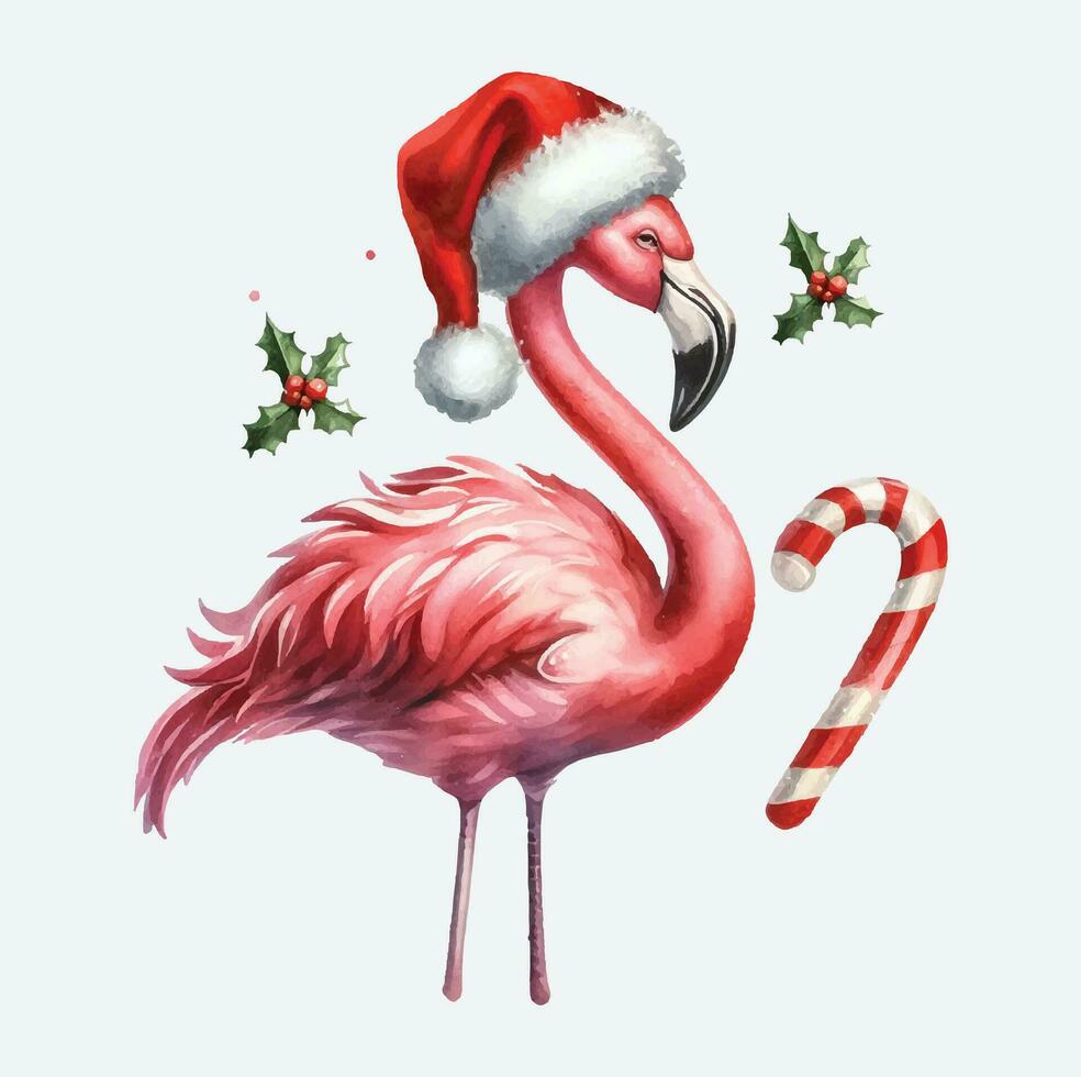 waterverf flamingo Kerstmis vector het dossier