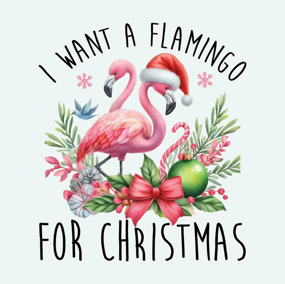 waterverf flamingo Kerstmis vector het dossier