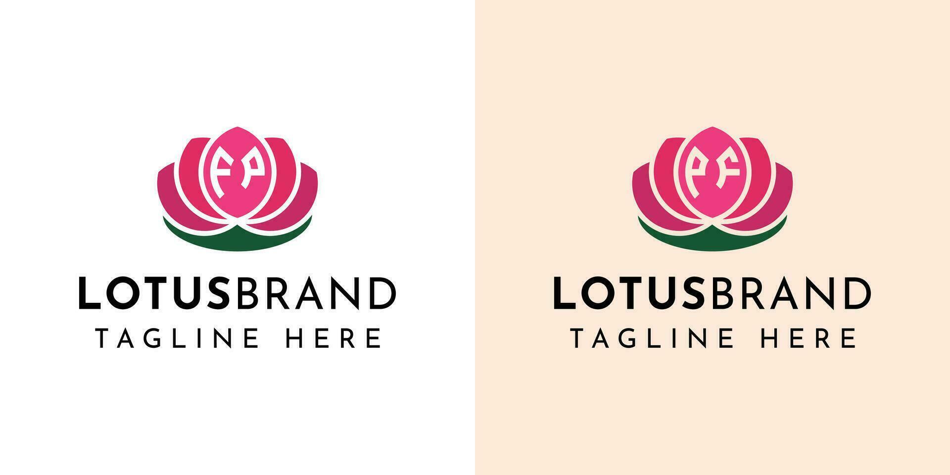 brief fp en pf lotus logo set, geschikt voor bedrijf verwant naar lotus bloemen met fp of pf initialen. vector