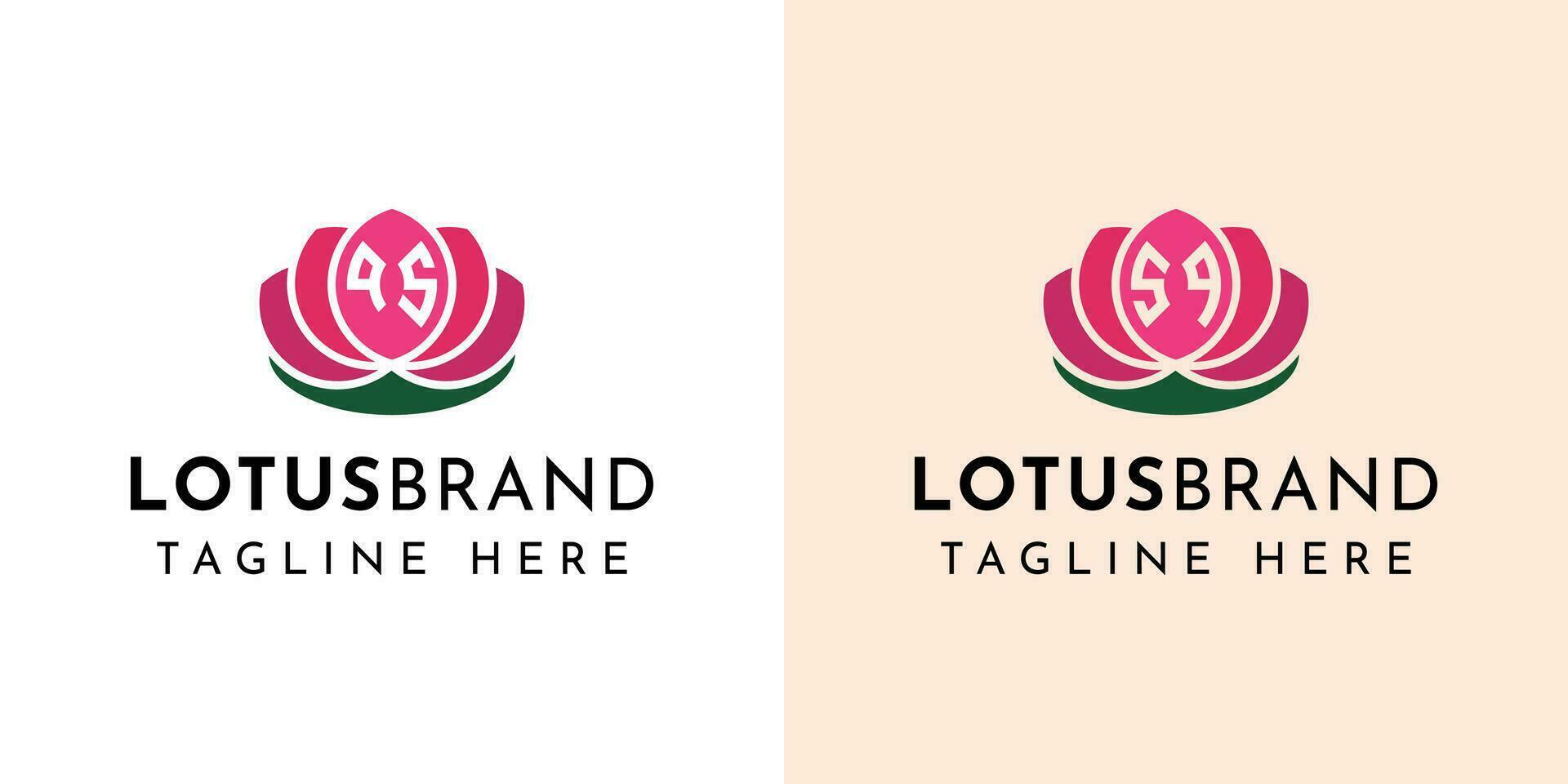 brief qs en sq lotus logo set, geschikt voor bedrijf verwant naar lotus bloemen met qs of sq initialen. vector