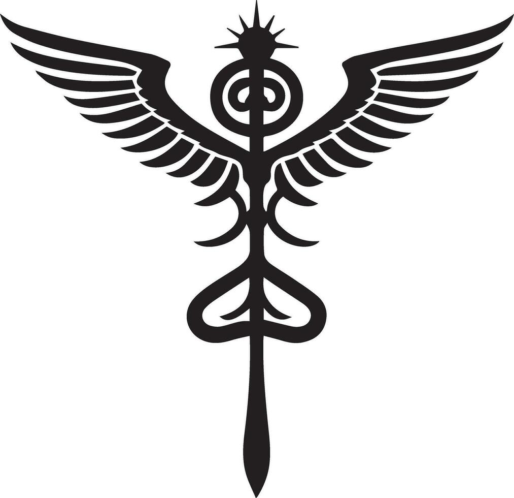 caduceus Gezondheid symbool van asclepius toverstaf icoon zwart kleur, silhouet, vector, illustratie 9 vector